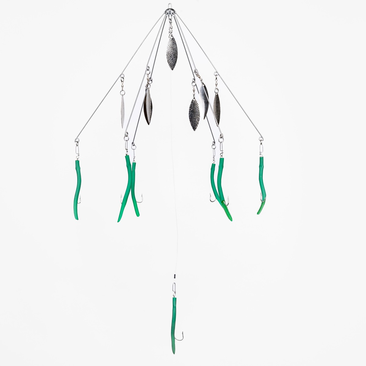 9er's Lures 6 Arm Tube or Shad Umbrella Rig - 6 Arm Tube and Blade | Green